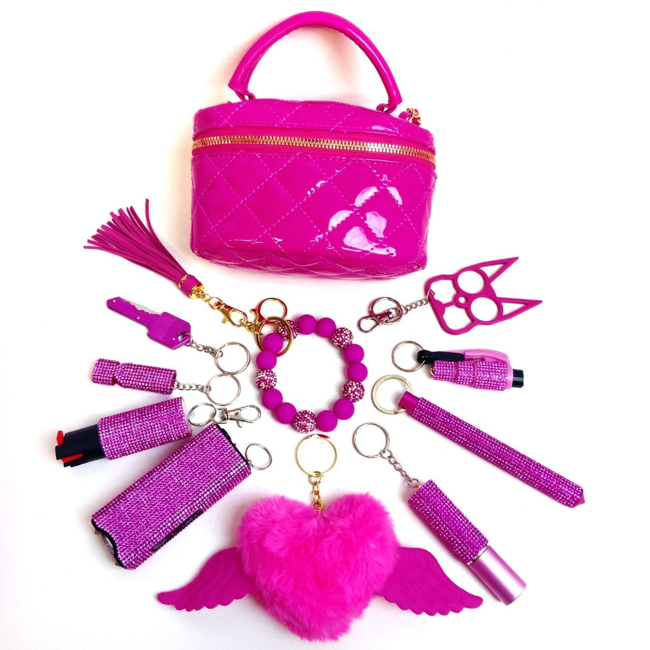 Hot Pink Safety Keychain Set