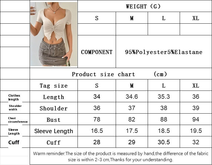 Hot Girl Design Knitted Fabric Pleated Deep V Top