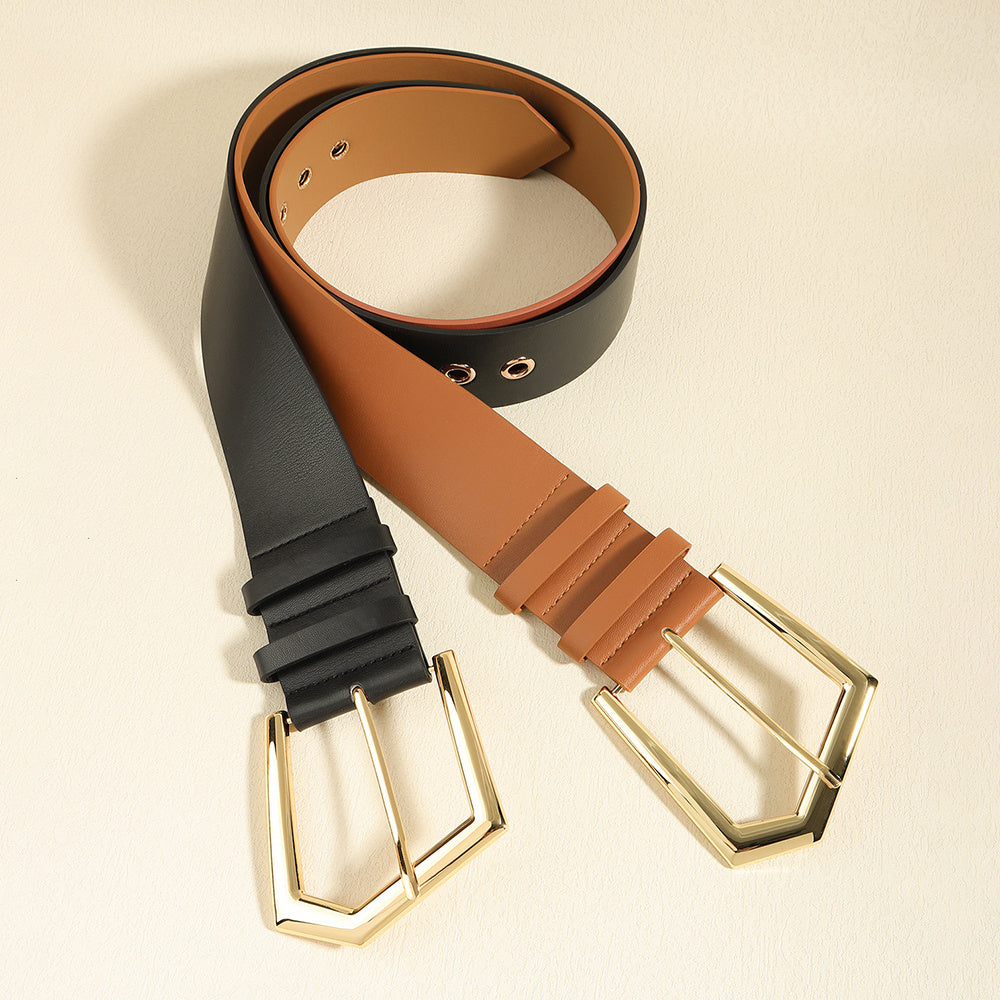 Temperament Ladies Elastic Black Stretch Metal Belt