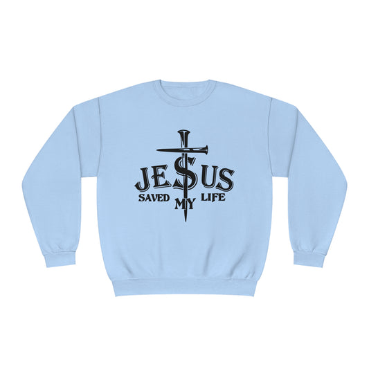 Jesus Saved My Life, Unisex NuBlend® Crewneck Sweatshirt