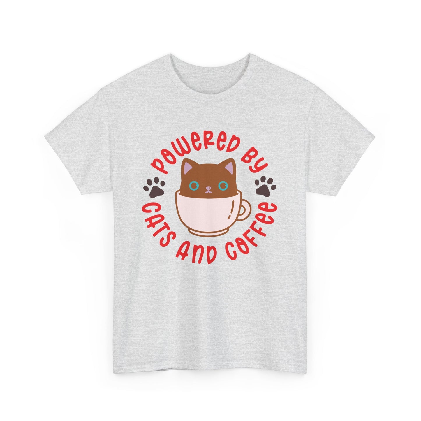 Powered by Cats and Coffee. Heavy Cotton T-Shirt