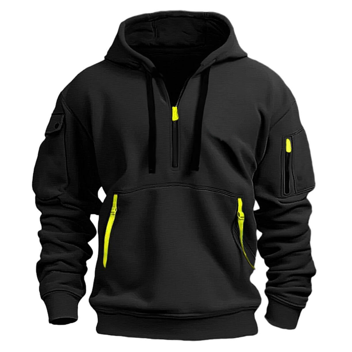 Zip Multi-pocket Pullover Hoodie