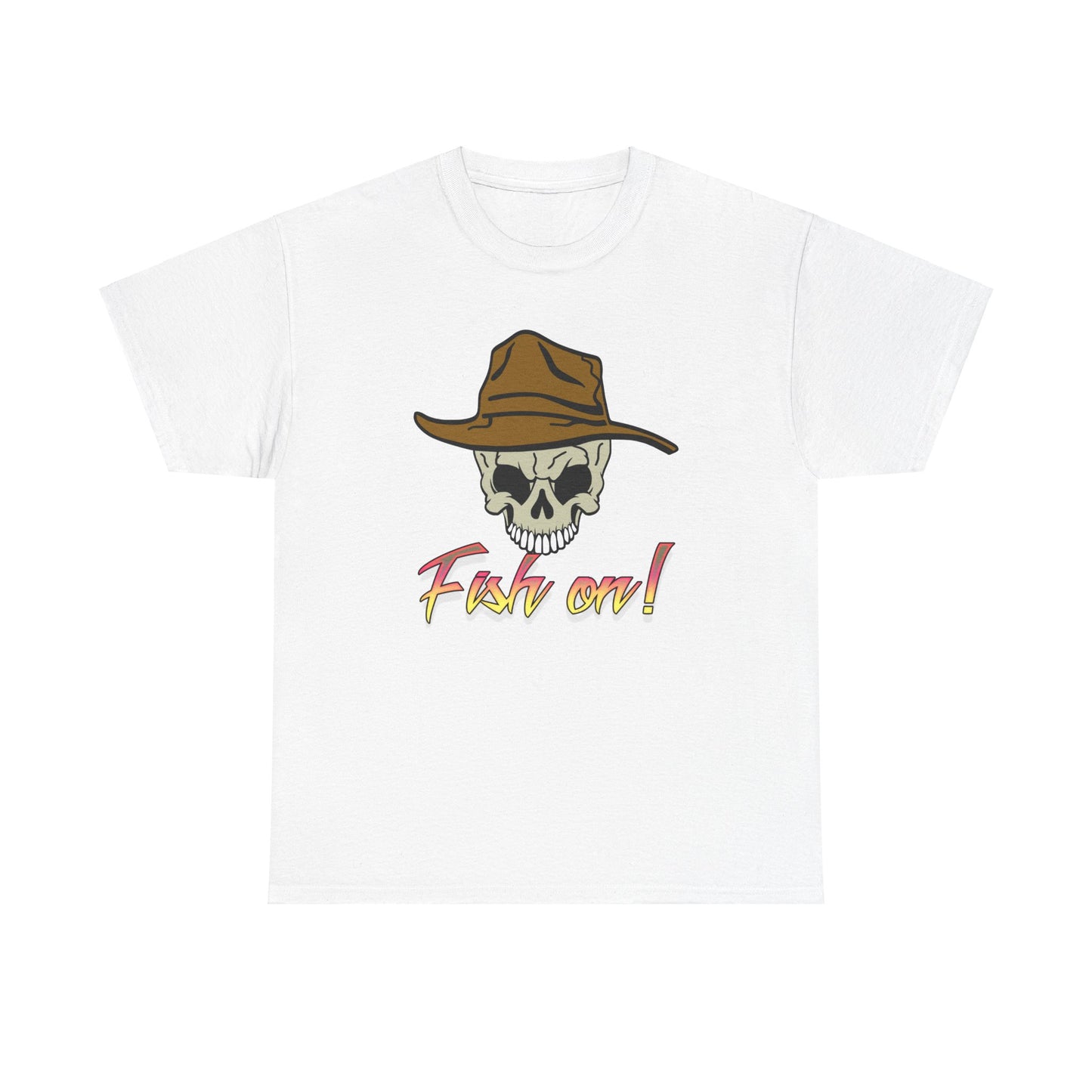 Fish on Skull. Heavy Cotton T-Shirt