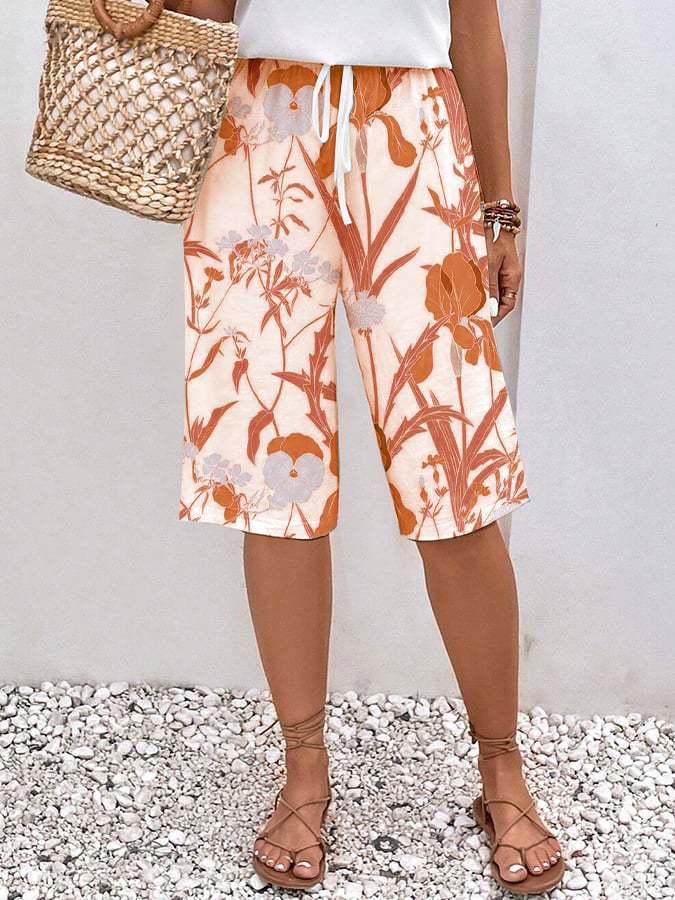 Casual Floral Print Bermuda Shorts