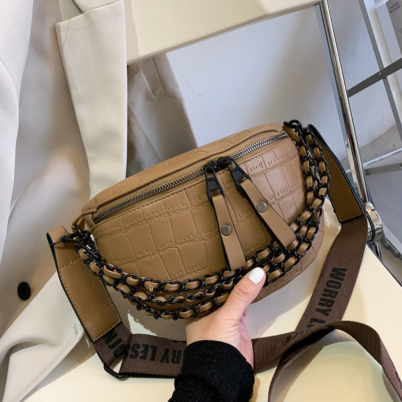 Wide Shoulder Strap Waist Fashion Bag