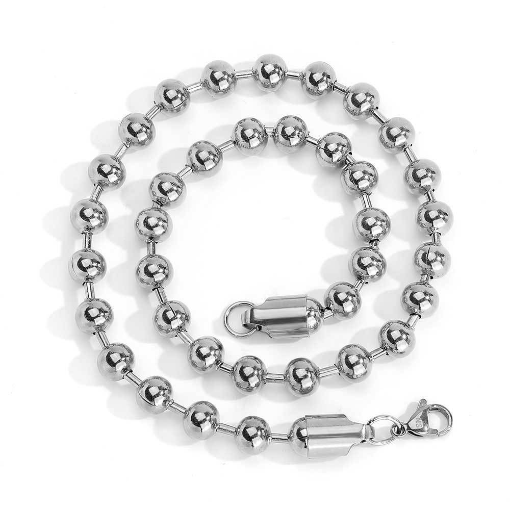 8mm Lobster Buckle Stainless Steel Ball Bead Chain Necklace