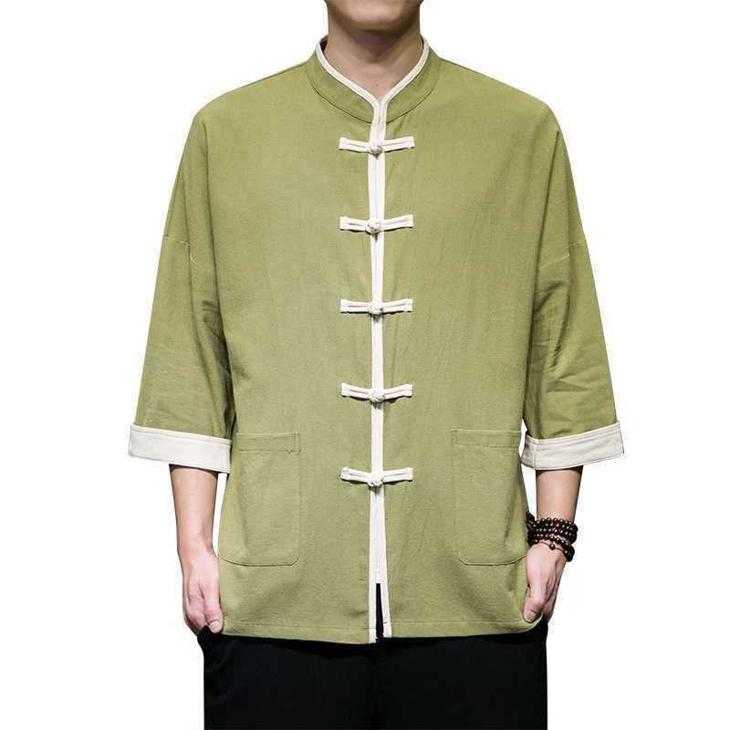 Chinese Style Summer Thin Cotton Linen Short Sleeve Shirt