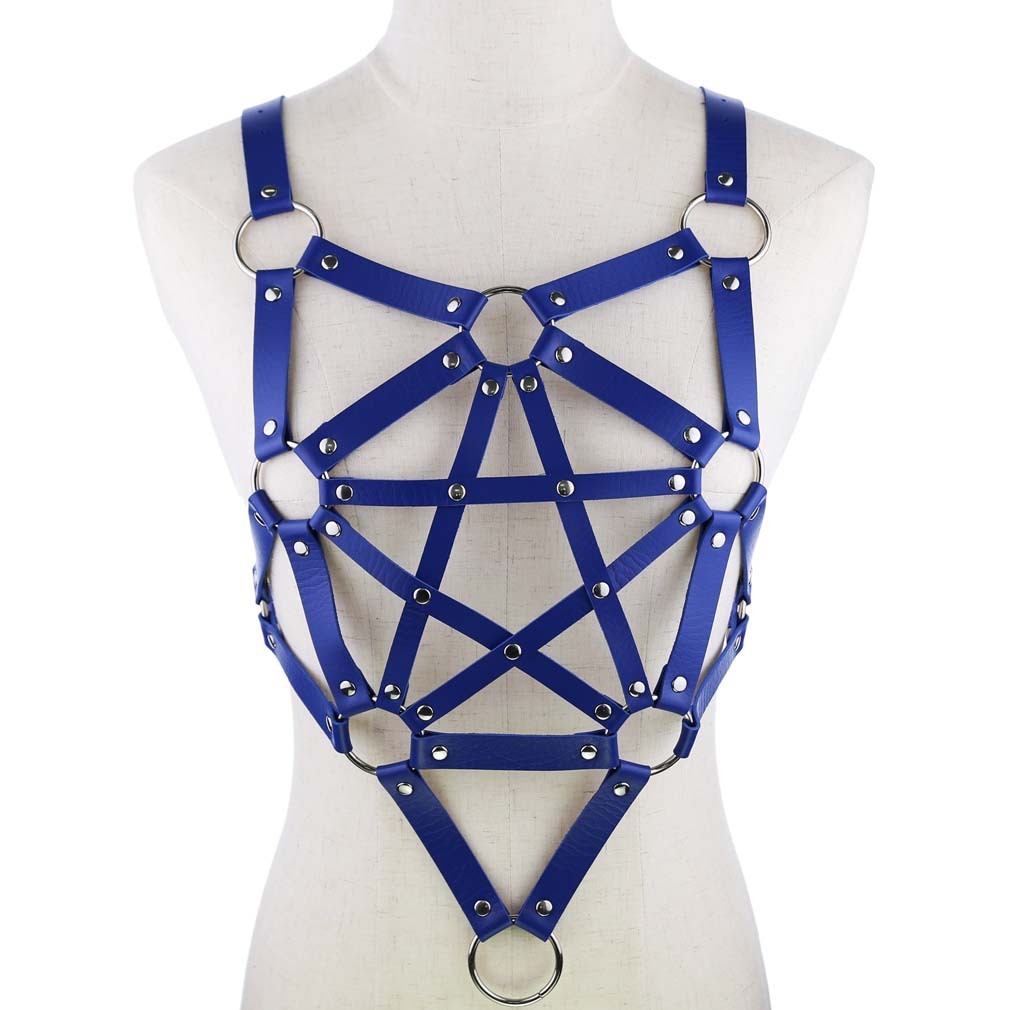 Pentagram leather body harness