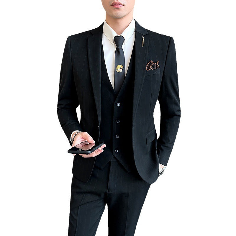 Men's Striped Three-piece Suit