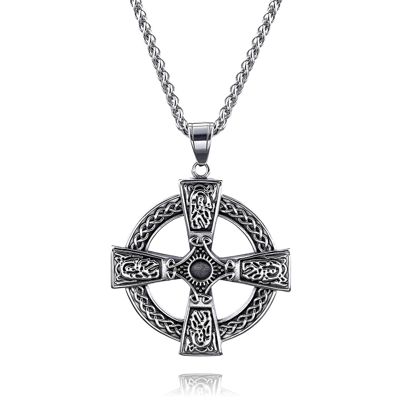 Stainless Steel Celtic Cross Pendant Necklace