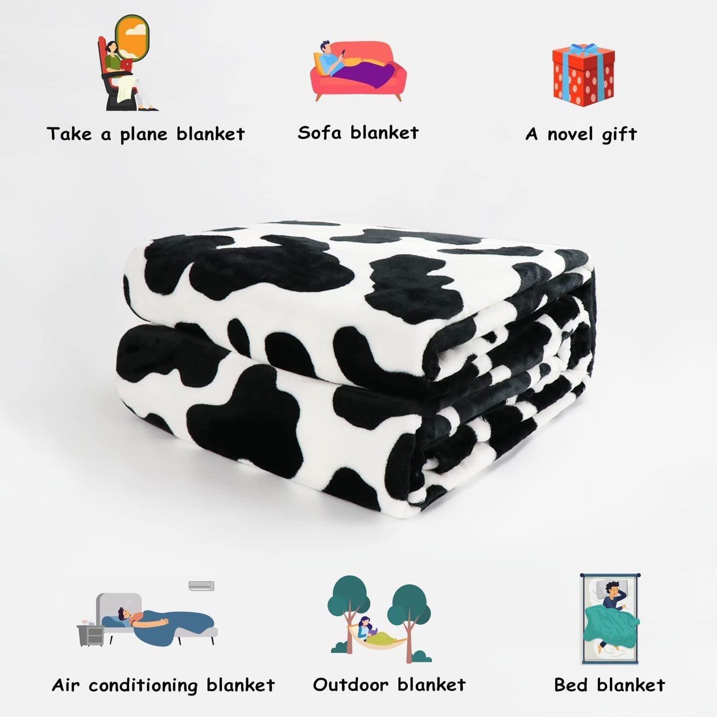 Cow Print Flannel Blanket