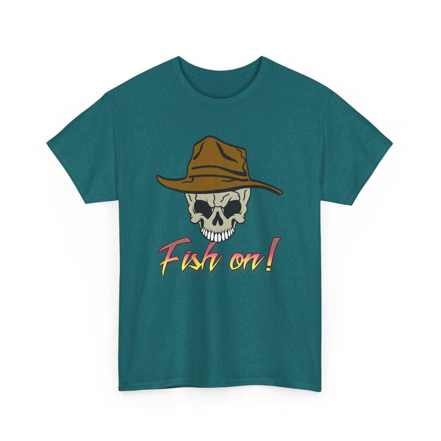 Fish on Skull. Heavy Cotton T-Shirt