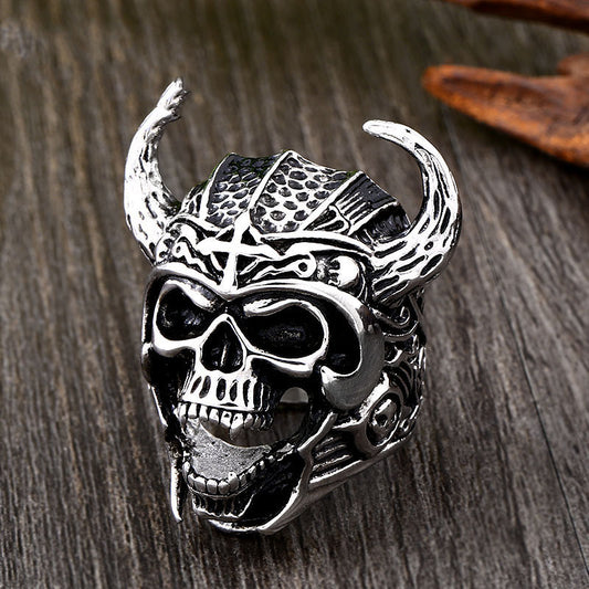 Stainless Steel Skull Warrior Ring