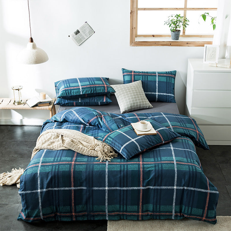 Checkered cotton bedding set