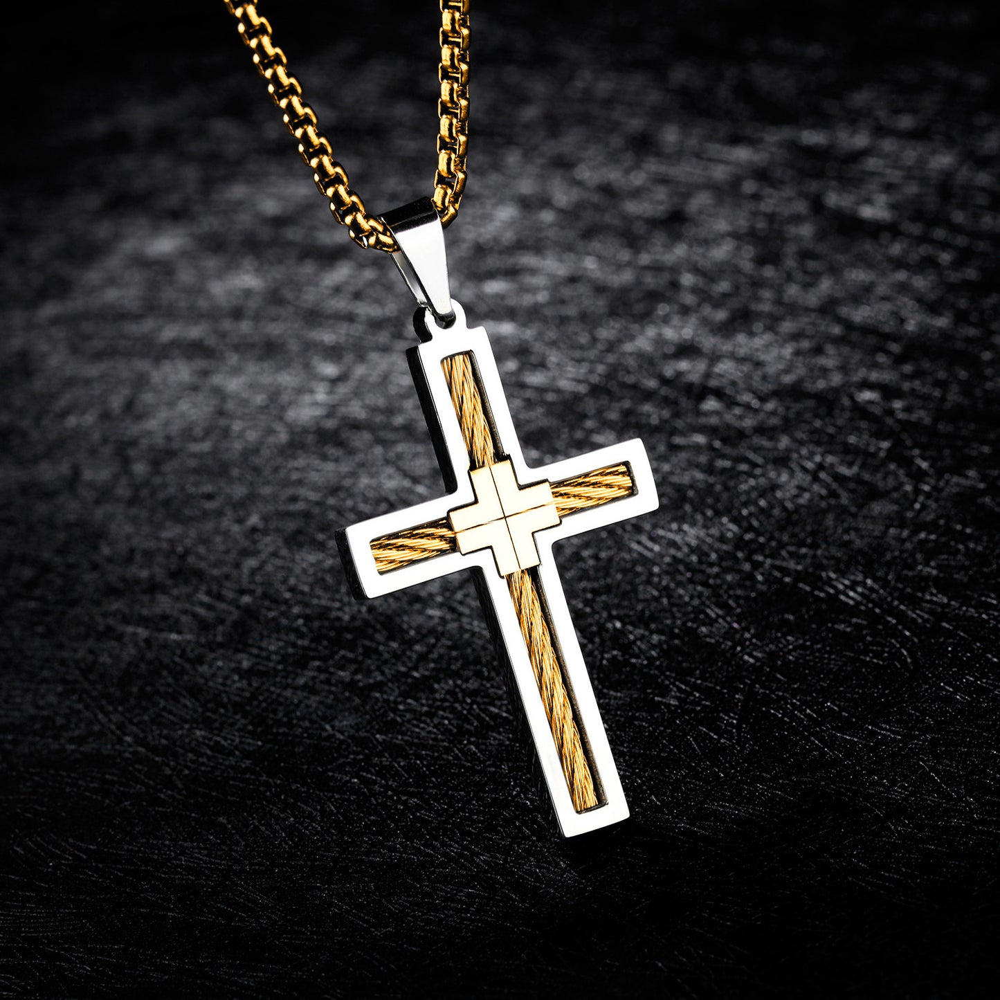 Titanium Steel Wire Cross Necklace