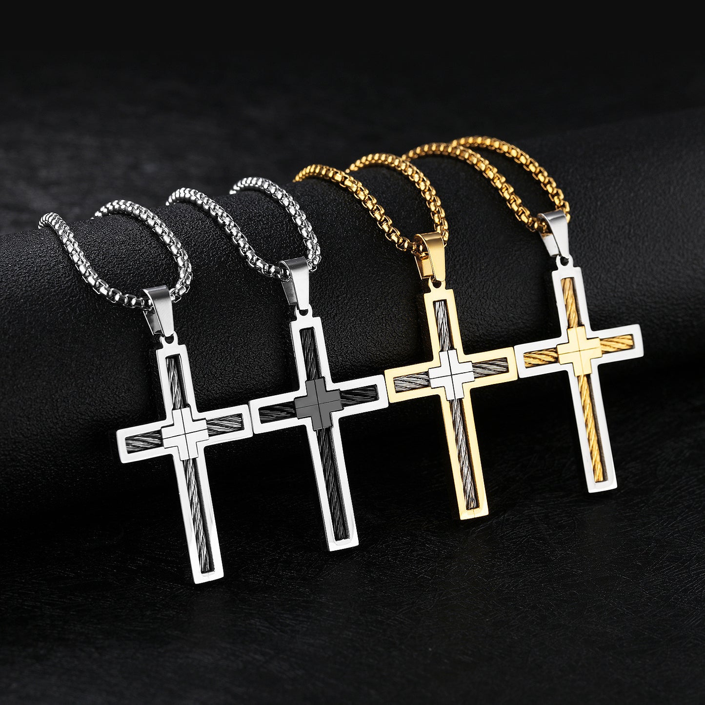 Titanium Steel Wire Cross Necklace