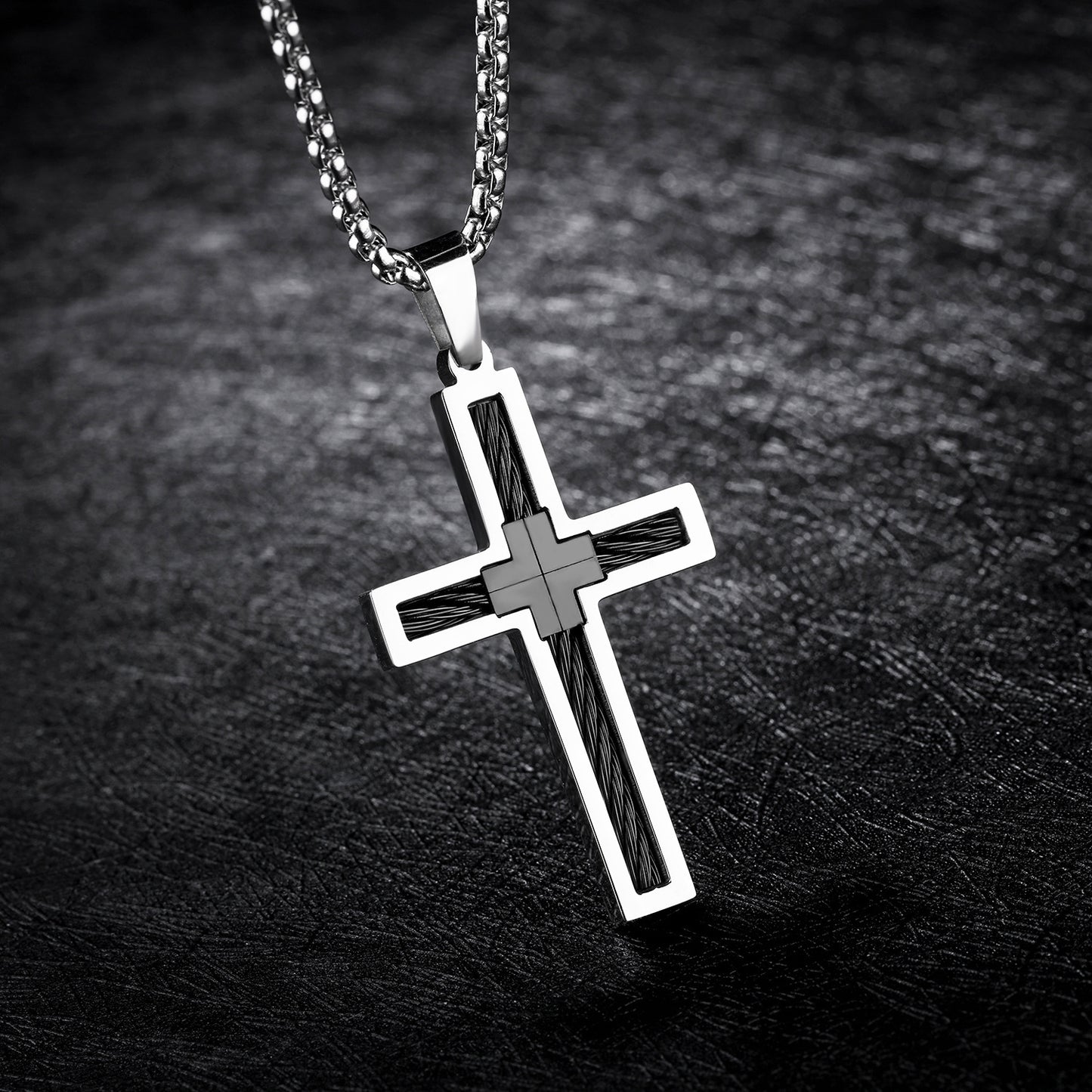 Titanium Steel Wire Cross Necklace