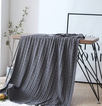 Cotton Solid Knitted Blanket