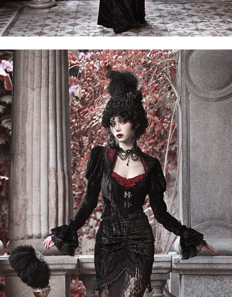 Gothic Velvet Cobweb Court Rococo Coat