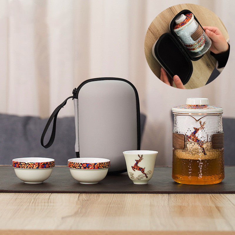 Ceramic & Glass Portable Tea Set