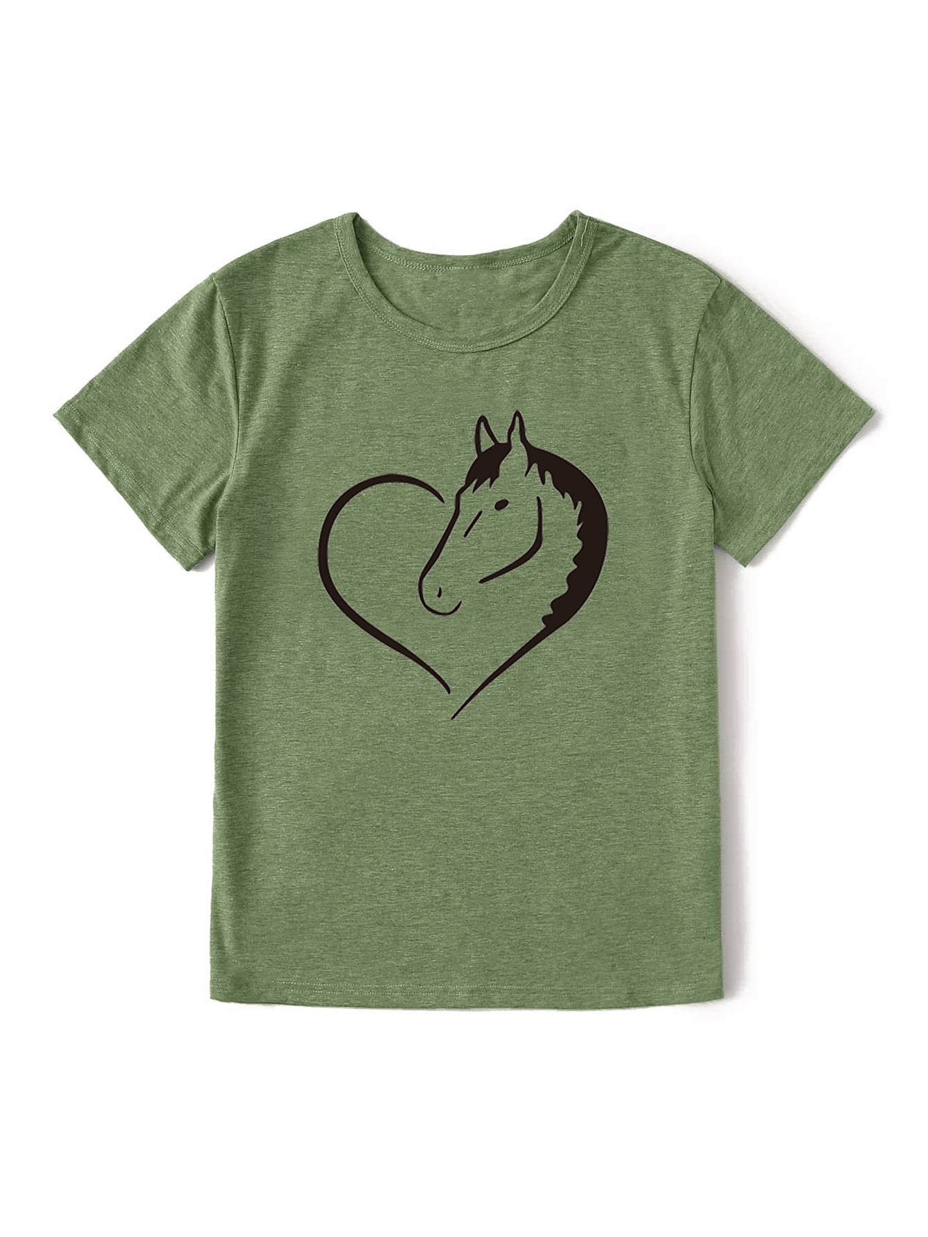 Heart Horse Pattern Short Sleeve Shirt