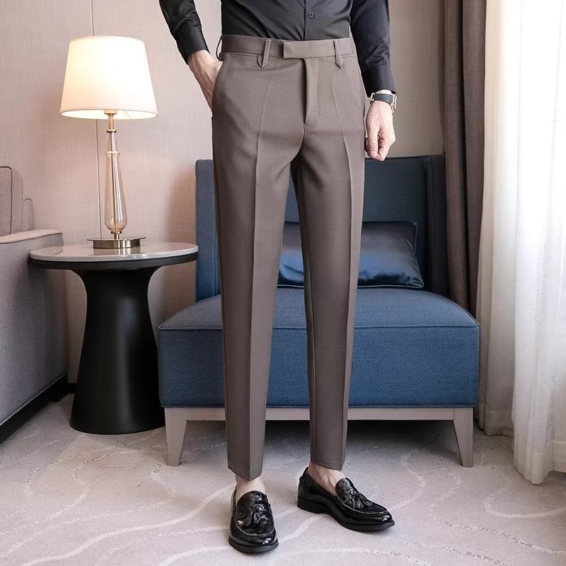 Casual Suit Pants Men's Cropped Suit Pants Straight