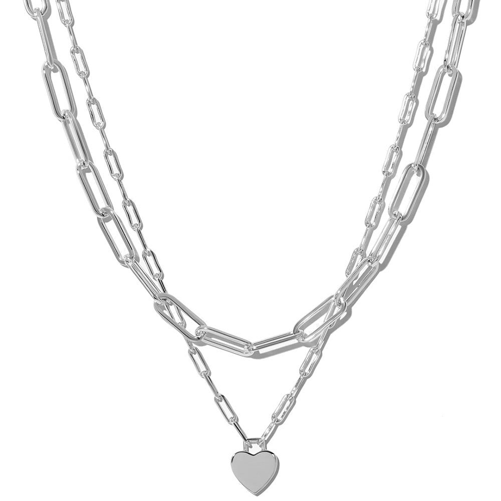 Fashionable And Minimalist Peach Heart Multi-layer Necklace