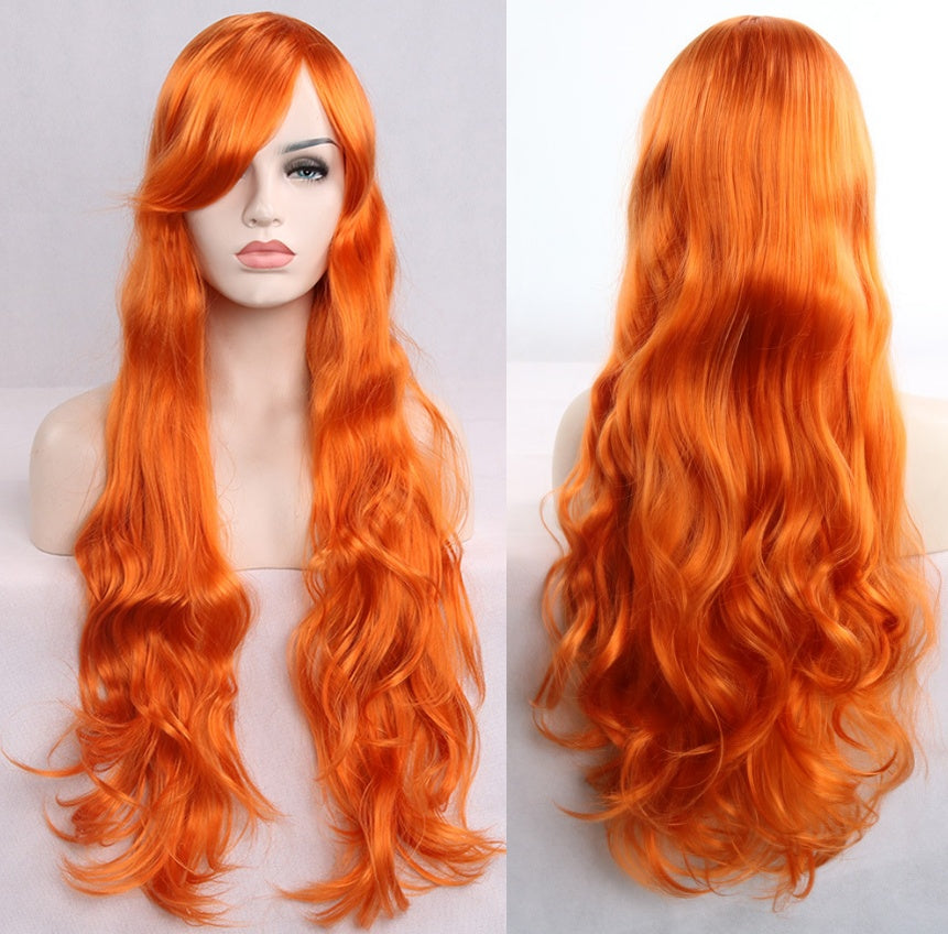 Anime cos wig color 80cm long curly cosplay