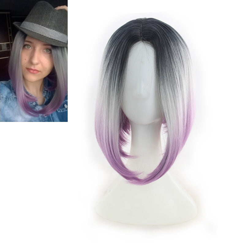 Three-color gradient mid-center  wig