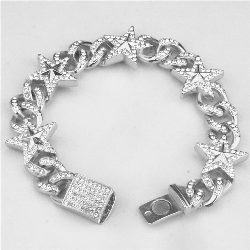 Hipster Star Cuban Link Chain Bracelet