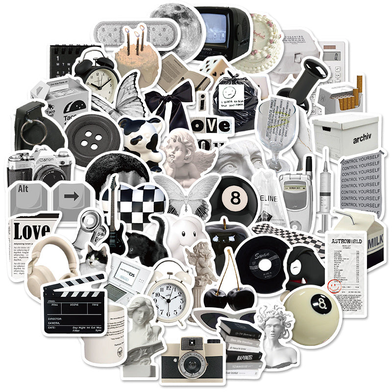 Black And White Waterproof Stickers