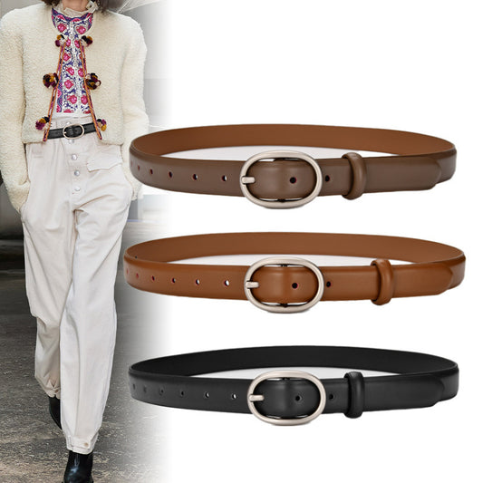 Women's Strap Pant Belt. Thin Belt Cowhide