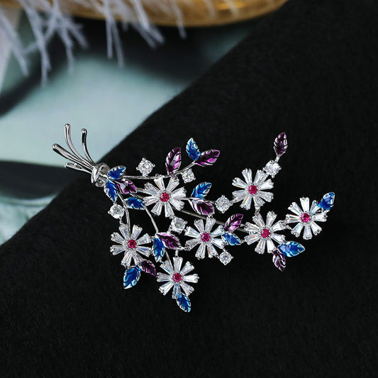 Floral Color Zircon Brooch