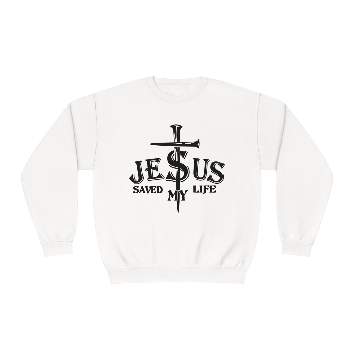 Jesus Saved My Life, Unisex NuBlend® Crewneck Sweatshirt