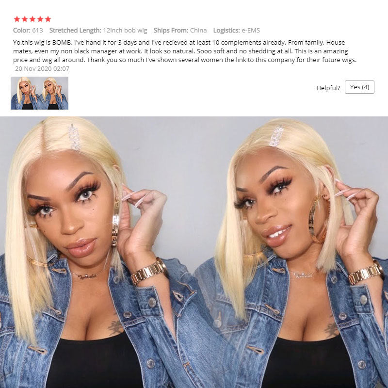 Straight Human Hair Blonde Bob Wig