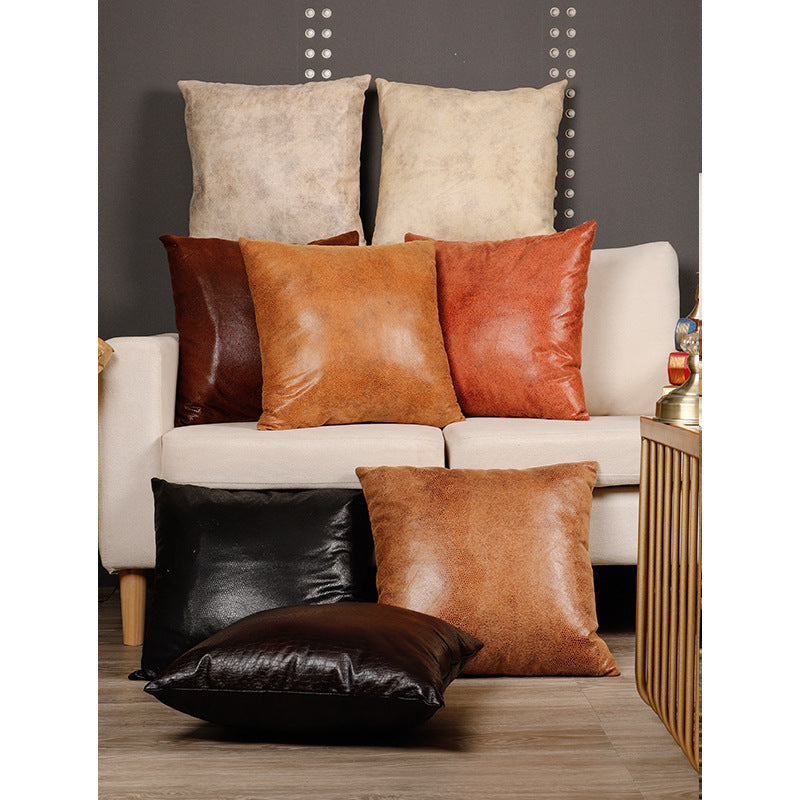 Retro Leather Sofa Pillowcase Cover