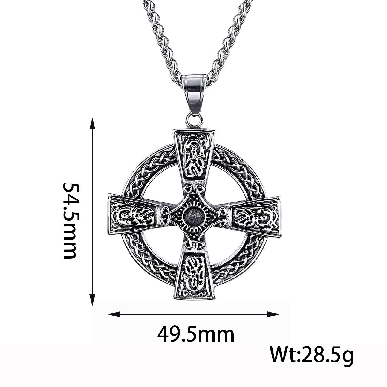 Stainless Steel Celtic Cross Pendant Necklace