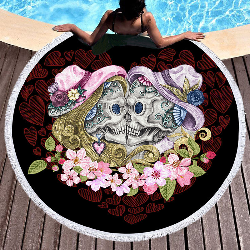 Skull Round Beach Towel