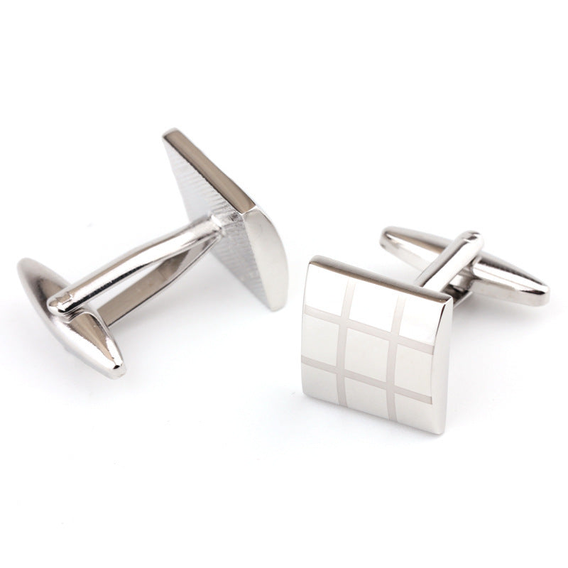 Men's Square Plaid French Cufflinks