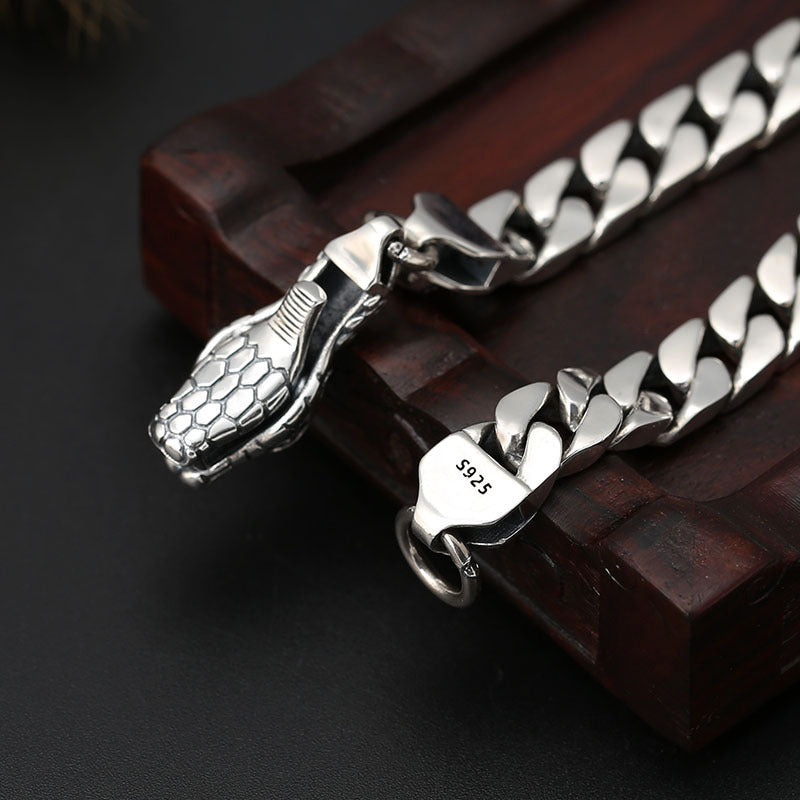 Thai Sterling Silver Snake Head Bracelet