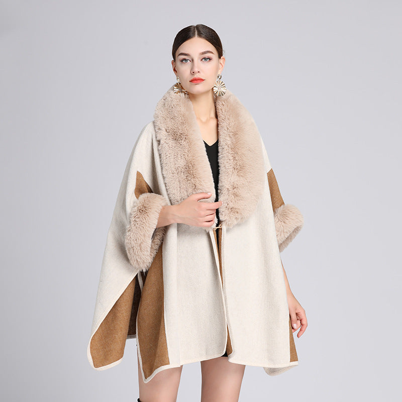 Imitation Rex Rabbit Fur Collar Cape And Shawl