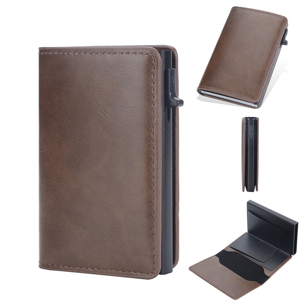 Crazy Horse Leather Anti-degaussing Card Clamp Wallet