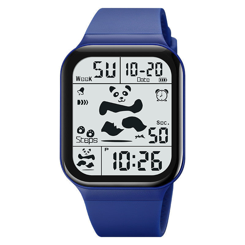 Square Polychrome Panda Waterproof Multifunctional Watch