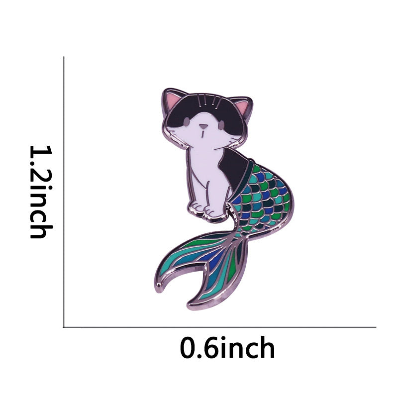 Cute Cartoon Mermaid Cat Pin