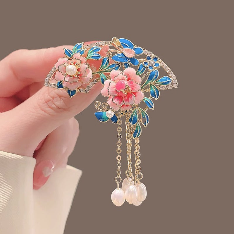 Silk Flower Peony Flower Brooch