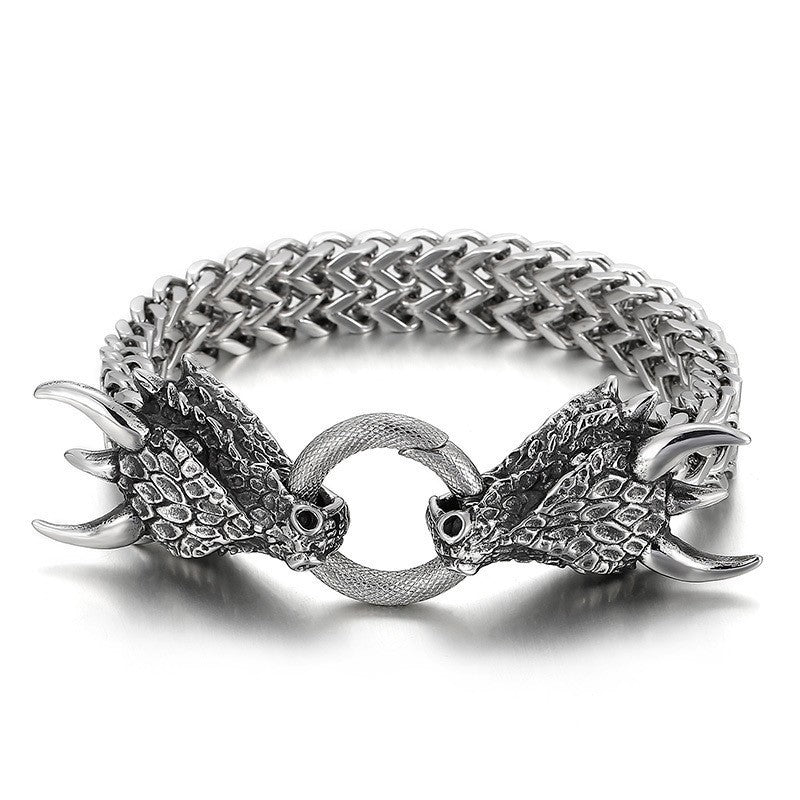 Wolf's Head Titanium Steel Bracelet