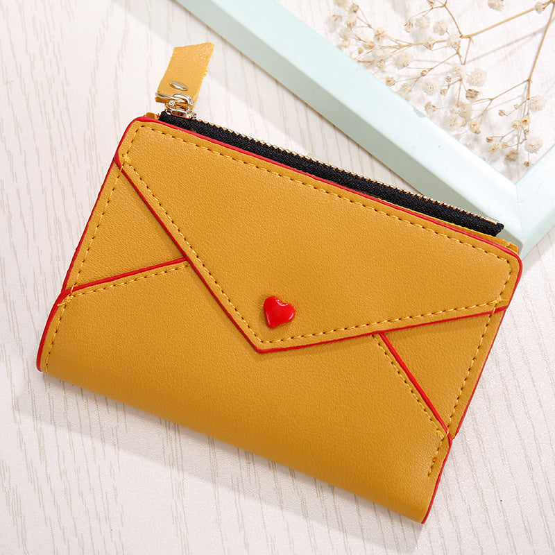 Heart-shaped Short Women's Pu Card Bag