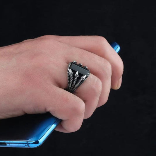 Men's Dragon Claw Gemstone Ring