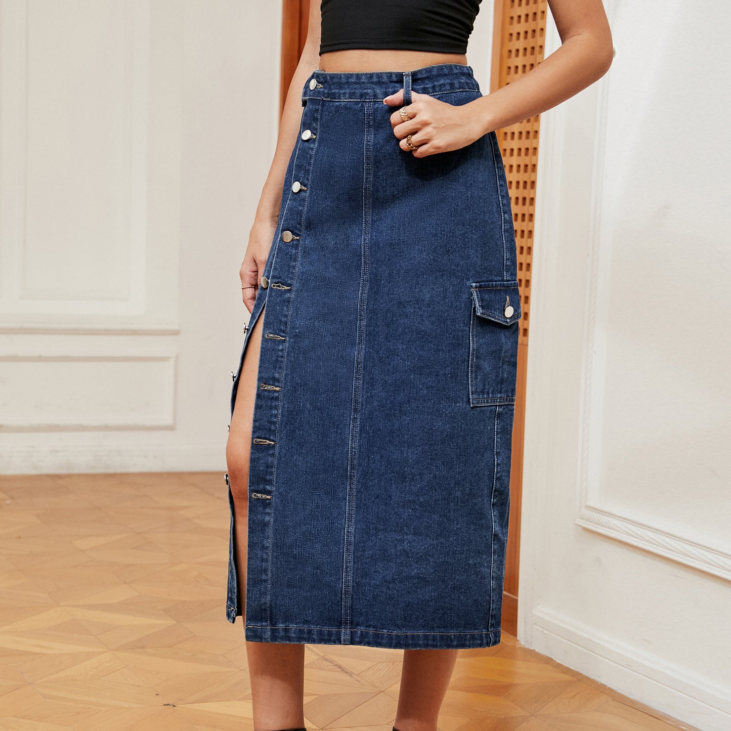 Denim Cargo Pants Casual Skirt