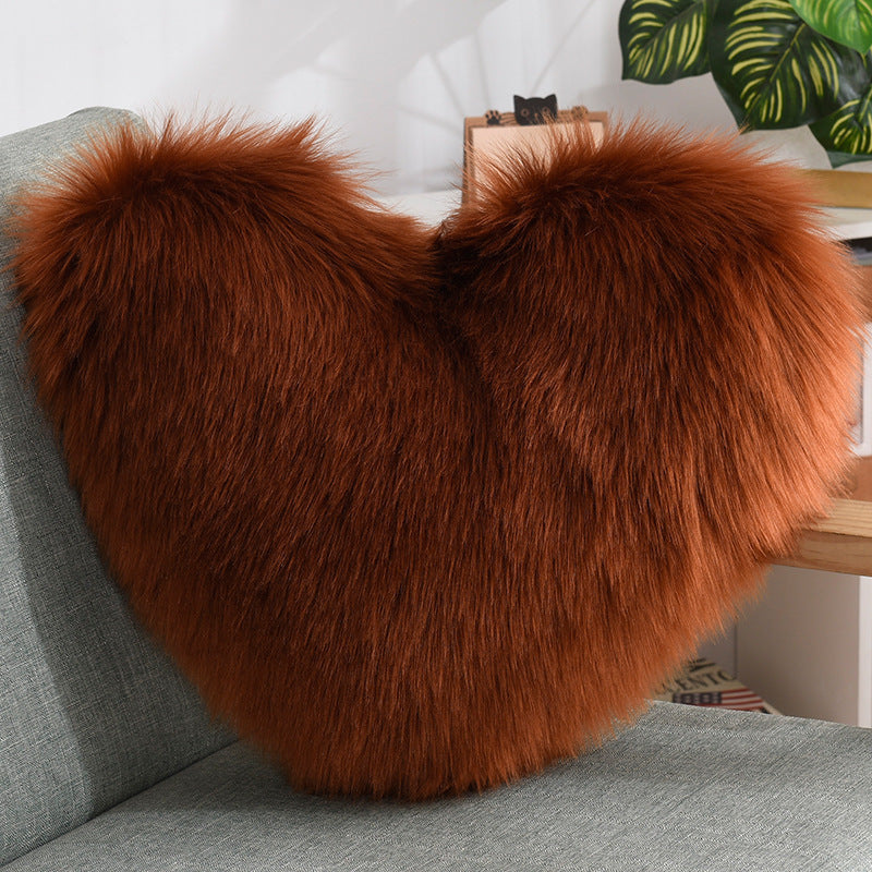 Heart Shape Long Plush Fluffy Pillow Covers